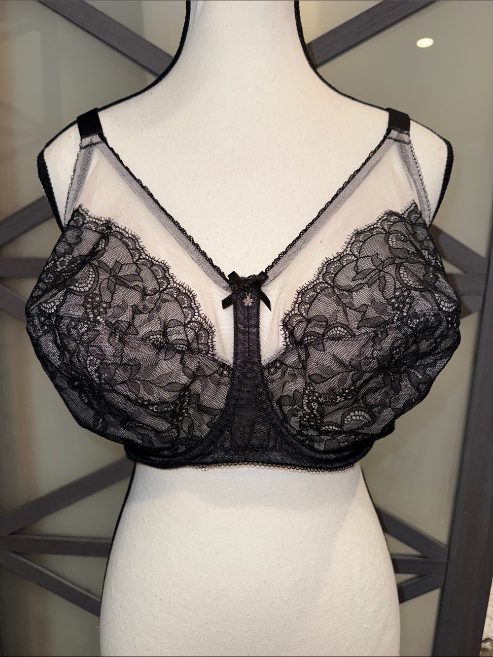 Wacoal Retro Chic Full Figure Underwire Bra 40G Black Lace 855186
